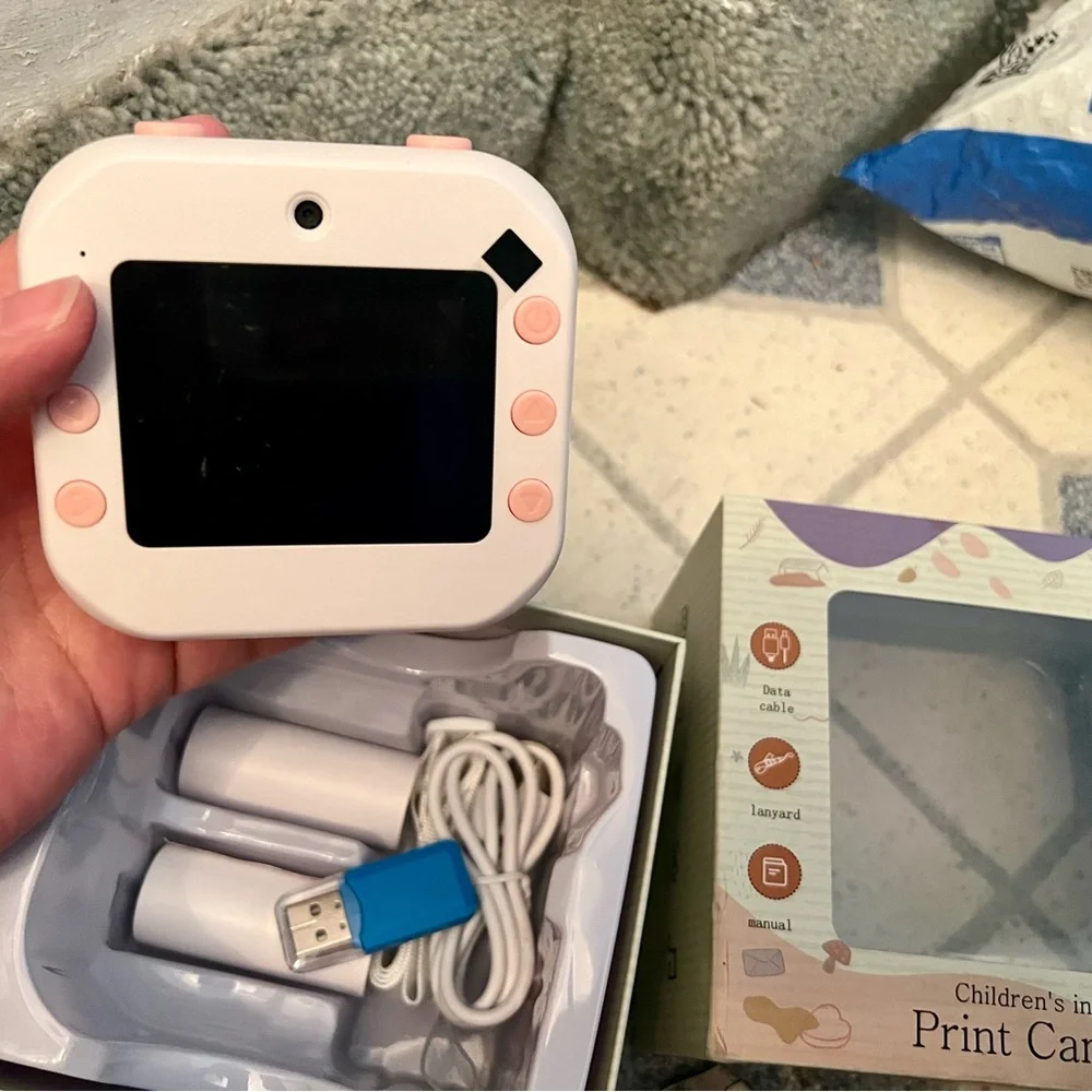 Kids Instant Print Camera - Pink & White